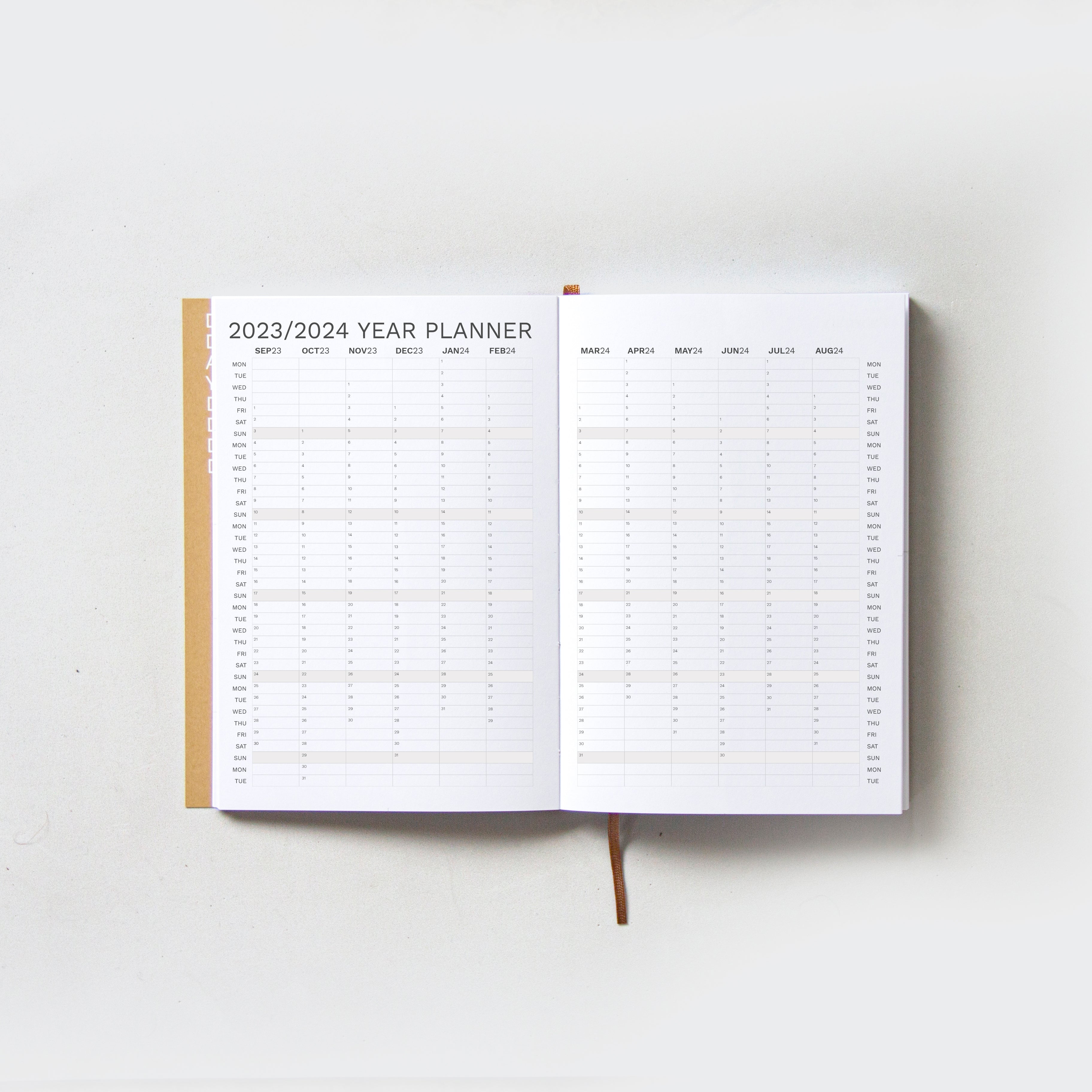 OCTÀGON DESIGN, Open &quot;Sep23 to Aug24&quot; Academic weekly planner. Sep23 to Aug24 year planner.