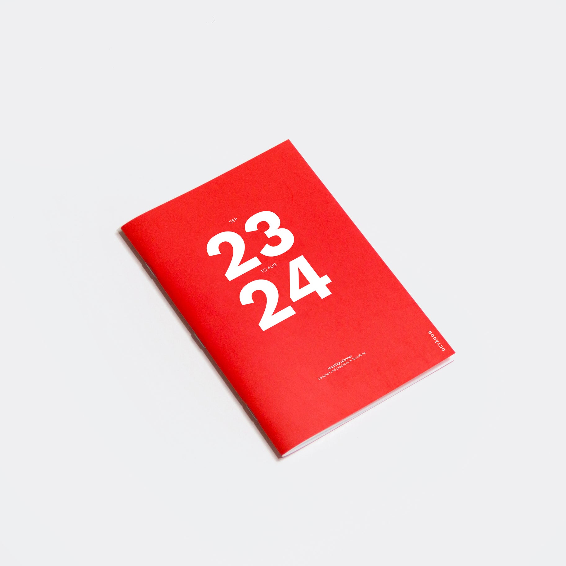 OCTÀGON DESIGN, Sep23 to Aug24 Academic monthly planner, red color, white typography.