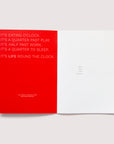 OCTÀGON DESIGN, Open "Sep23 to Aug24" Academic monthly planner. On the left the red inner cover with white typography and on the right the first page of the planner.