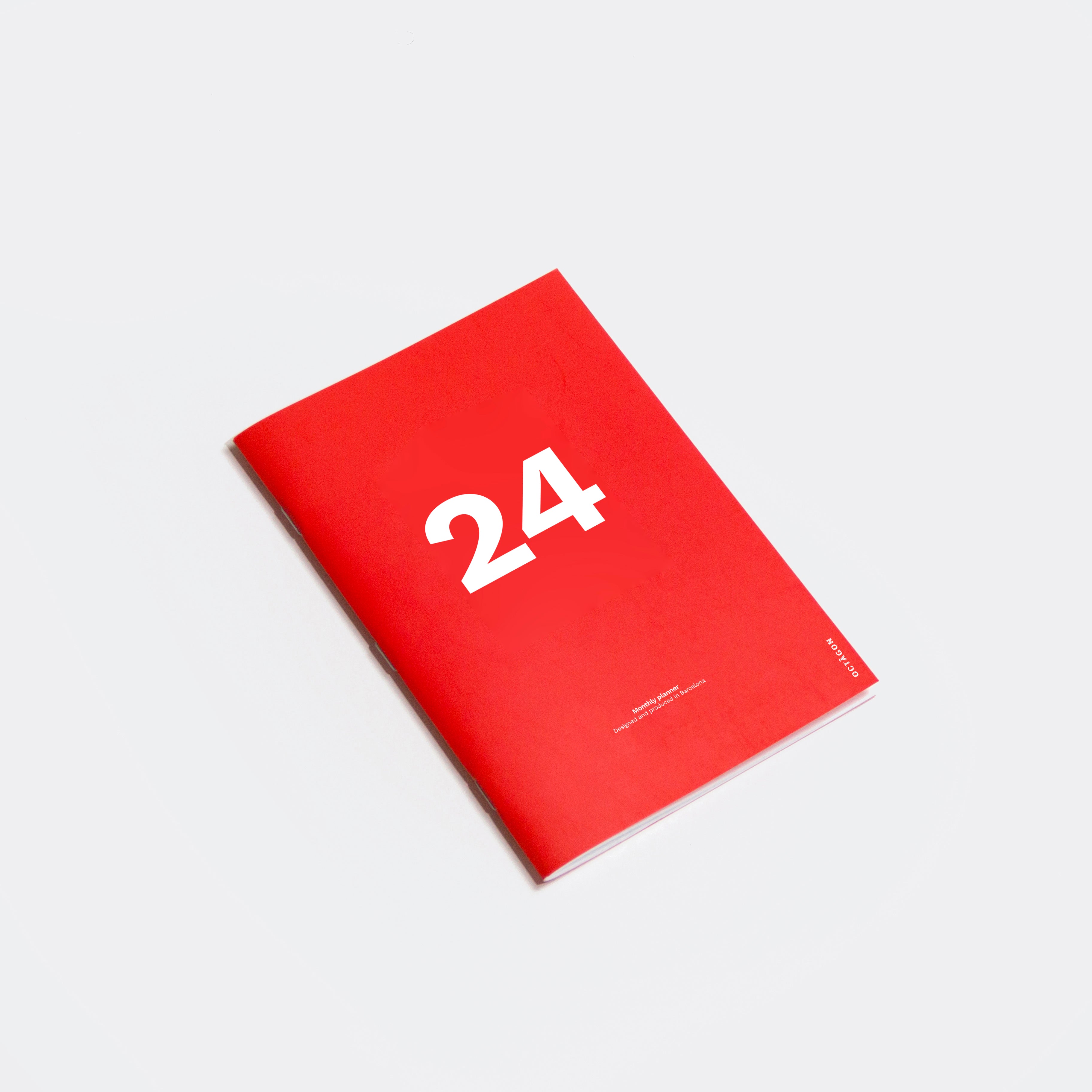 OCTÀGON DESIGN | &quot;2024 Monthly Planner | Similar A5 Size&quot; 2024 monthly planner, red color, white typography.