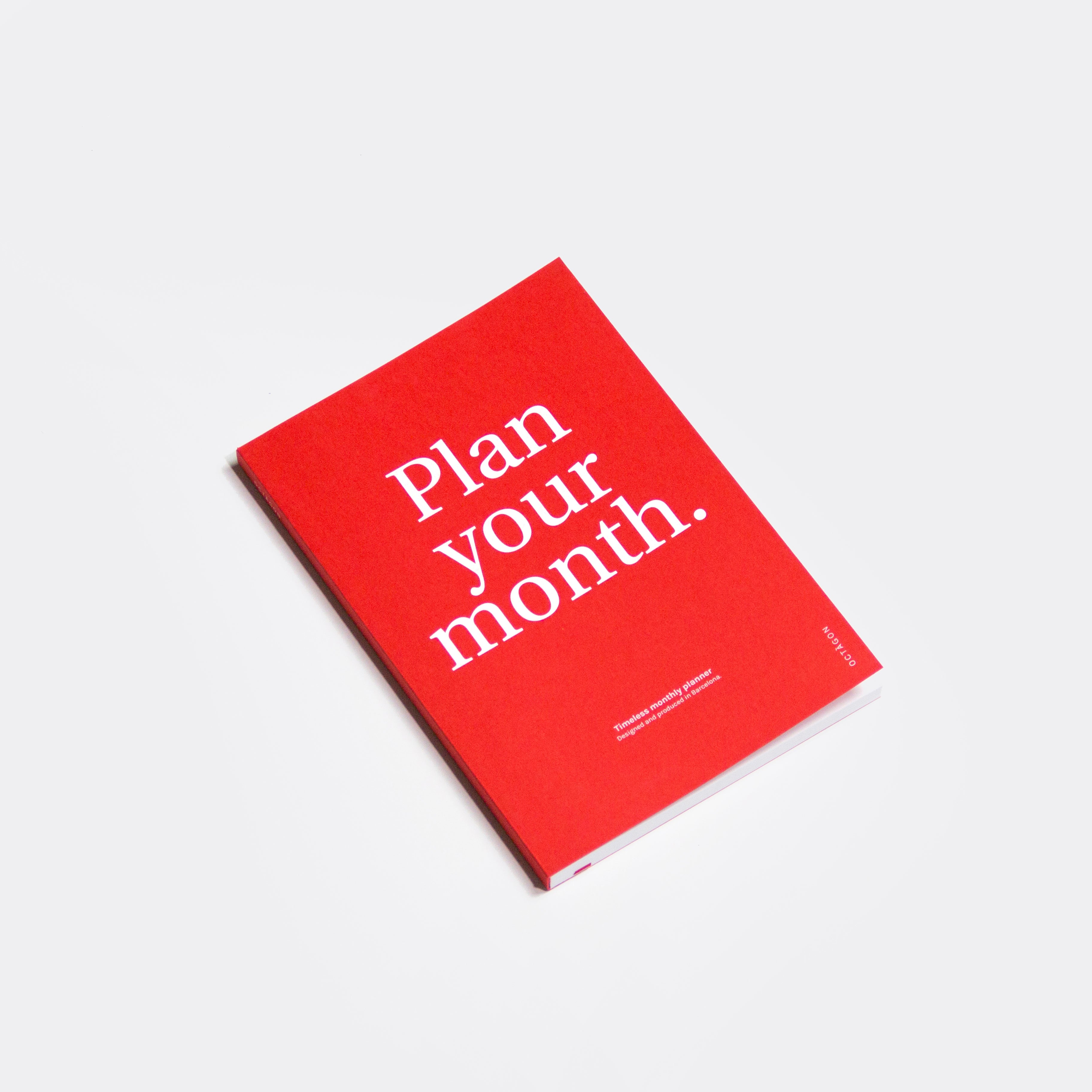 OCTÀGON DESIGN | &quot;Plan Your month&quot; monthly planner | Red color and white typography