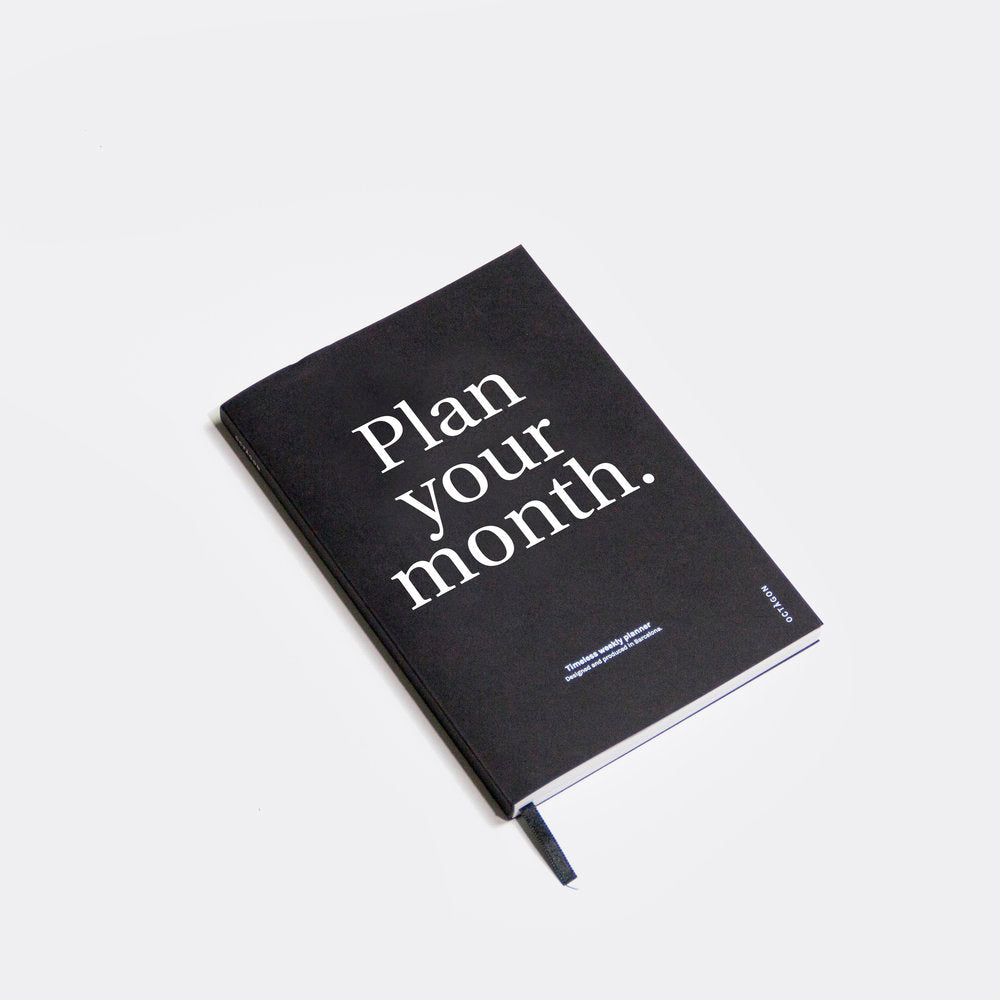 OCTÀGON DESIGN | Plan your month | Monthly planner | Black color and white typography.