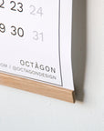 Wooden magnetic hanger for calendars. A0 size, vertical. 84 cm.