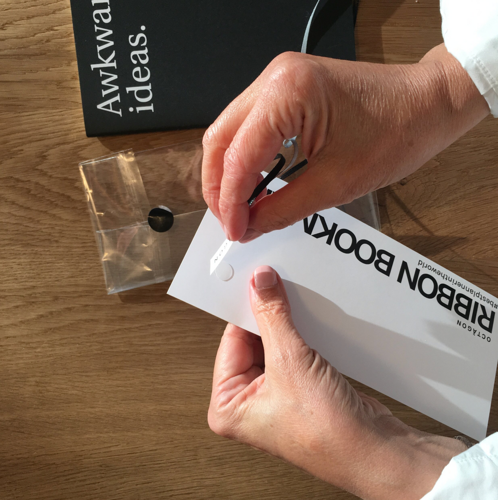 OCTÀGON DESIGN | Black Ribbon Bookmark | 3 ribbons | White, grey and black ribbon bookmarks. | Details